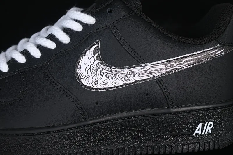 All categories Nk Air Force 1 Air Force series Nk Air Force 1 Low Air Force low top Nike Air Force 1'07 Low Two-dimensional theme Black pattern hook Air Force 1 low-top casual sneakers ZH0316-123